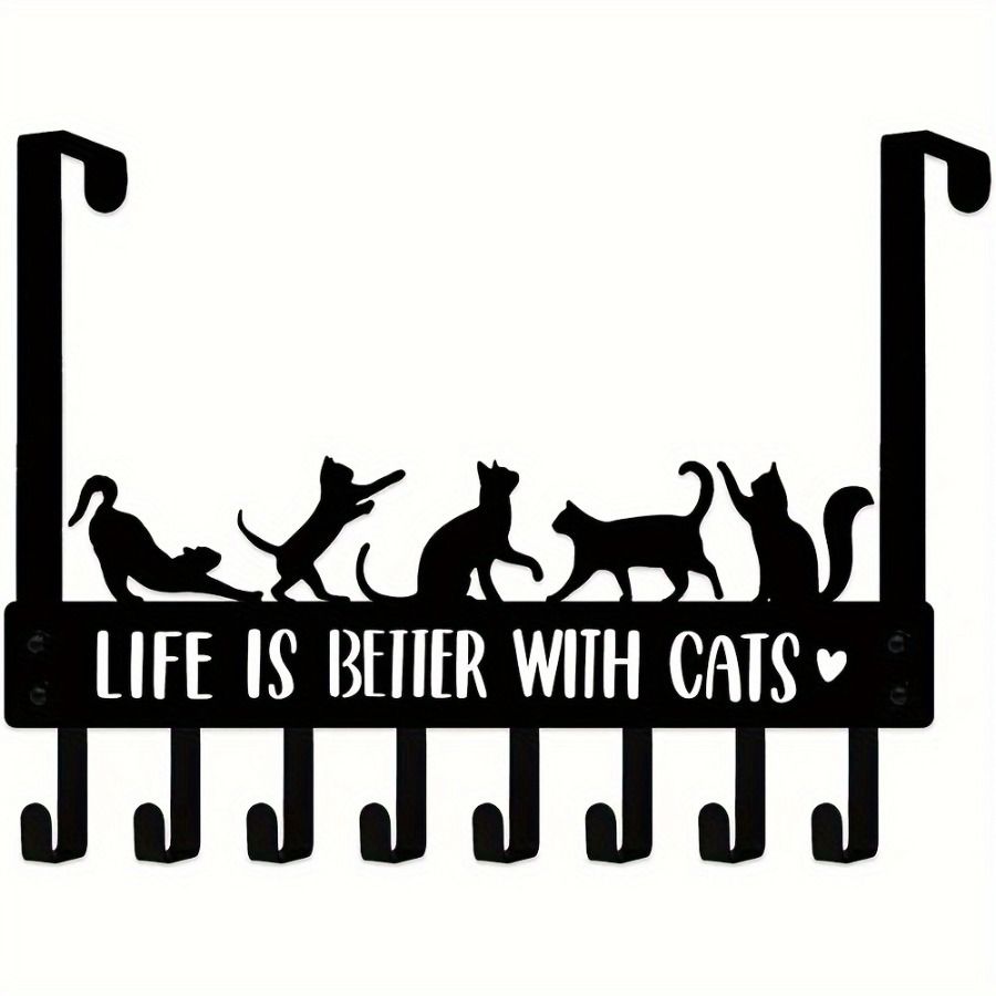 Over-The-Door Cat Organizer,8 Multi-Purpose Hooks For Wall Or Door, Home Storage_maomaolike.com