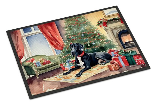 Great Dane Cozy Christmas Doormat Front Door Mat Indoor Outdoor Rugs For Entryway, Non Slip Washable Low Pile, 24H X 36W_maomaolike.com