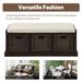 Rustic Storage Bench With 3 Removable Classic Rattan Basket ,Entryway Bench With Removable Cushion_maomaolike.com