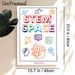 STEM Space Themed Painting Poster, Vibrant Line-art STEM Icon Collage Poster, Educational Design To Foster Tech-learning Atmosphere, Suitable For Labs_maomaolike.com