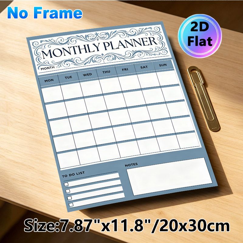Monthly Planner Painting Poster, Elegant Vintage Ornate Style Poster, Practical Layout To Organize Schedules, To-do Lists And Notes, Ideal For Office_maomaolike.com