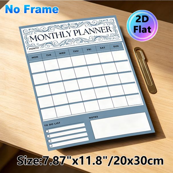 Monthly Planner Painting Poster, Elegant Vintage Ornate Style Poster, Practical Layout To Organize Schedules, To-do Lists And Notes, Ideal For Office_maomaolike.com