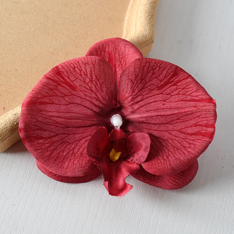 Premium Butterfly Orchid Head Artificial Flower Accessories DIY Handmade Wedding Decoration Petal Hair Clip Headwear_maomaolike.com