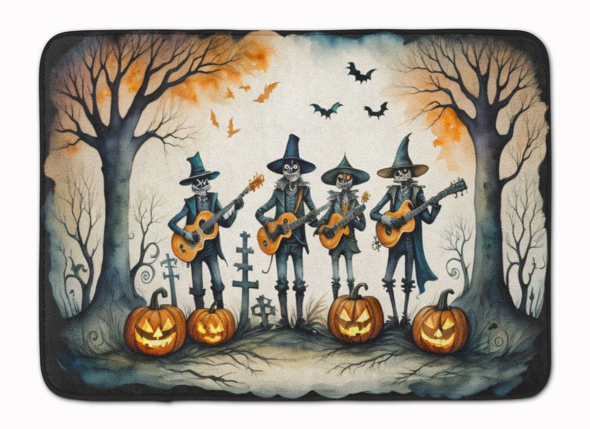 Mariachi Skeleton Band Spooky Halloween Memory Foam Kitchen Mat Machine Washable Anti-Fatigue Mat Cushion Comfort Bath Mat Or Kitchen Rug_maomaolike.com