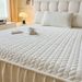 Coral Milk Velvet Quilted Single Piece Thickened Lace Sheet Fleece Flannel Bed Cover With Skirt Edge_maomaolike.com
