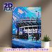 Stadium Themed Painting Poster, Vibrant Pop Art Style Stadium Exterior Poster, Stylized Colorful Sports Venue Decor Ideal For Sports Room, Living Room_maomaolike.com
