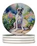 White Boxer Spring Path Large Sandstone Coasters Pack Of 4 Absorbent Round Coasters Decor Gifts For Men Or Women, 4 In, Multicolor_maomaolike.com