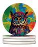Hippie Animal Owl Large Sandstone Coasters Pack Of 4 Absorbent Round Coasters Decor Gifts For Men Or Women, 4 In, Multicolor_maomaolike.com
