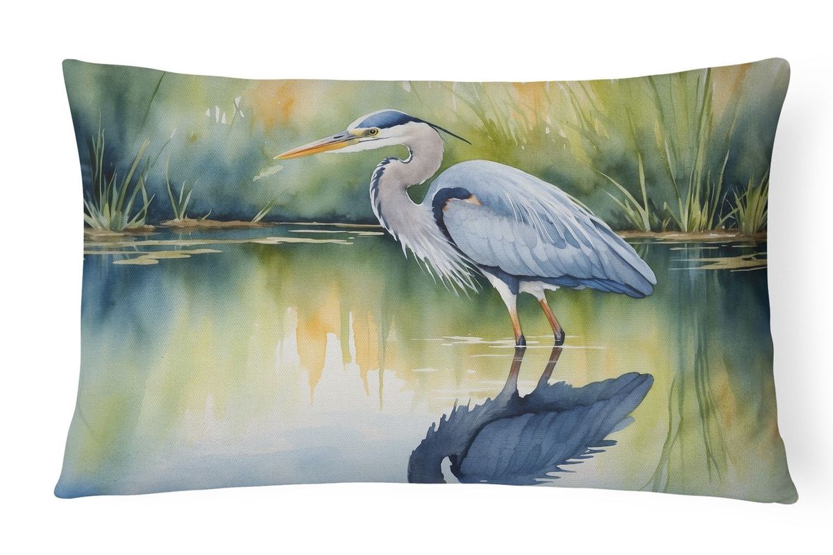 Birds, Birds, Birds Throw Pillow Throw Pillow For Indoor Couch Bed Outdoor Patio Washable, Blue Heron Stalking Prey 7505,12Hx16W_maomaolike.com