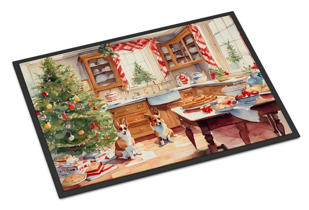 Corgi Christmas Cookies Doormat Front Door Mat Indoor Outdoor Rugs For Entryway, Non Slip Washable Low Pile, 24H X 36W_maomaolike.com