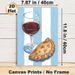 Wine & Empanada Themed Painting Poster, Vibrant Artistic Style Poster, Showcases Red Wine Glass With Golden Empanada, Adds Cozy Culinary Touch Ideal_maomaolike.com