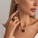 Ingemark 8 Colors Vintage Acrylic Resin Oval Pendant Necklace Stud Earrings Ring For Women Bridal Elegant Jewelry Set_maomaolike.com