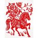 Chinese Folk Paper-Cutting Finished Horse Arrives Success Flower Blooms Wealth Transparent Waterproof Sunproof_maomaolike.com