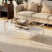 Modern Rectangular Coffee Table With Tempered Gray Glass Top And MDF Layer – Table For Living Room,White Legs_maomaolike.com