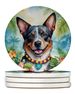 Australian Cattle Dog Luau Large Sandstone Coasters Pack Of 4 Absorbent Round Coasters Decor Gifts For Men Or Women, 4 In, Multicolor_maomaolike.com