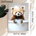 Red Panda Bathing Painting Poster, Cute Realistic Fluffy Red Panda With Bath Bubbles In Bathtub Poster, Brings Playful Warm Ambiance, Ideal For_maomaolike.com