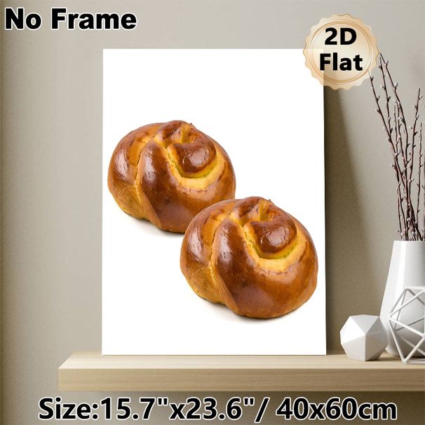 Braided Bread Painting Poster, Glossy Warm-toned Realistic Food Poster, Appetizing Culinary Decor Ideal For Kitchen And Dining Room_maomaolike.com