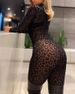 Women's Clothing jumpsuits Slim long-sleeved sexy flocked see-through slimming jumpsuits (girdle not included)_maomaolike.com