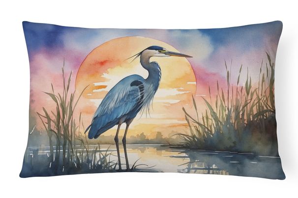 Birds, Birds, Birds Throw Pillow Throw Pillow For Indoor Couch Bed Outdoor Patio Washable, Blue Heron Setting Sun 7503,12Hx16W_maomaolike.com