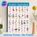 Arabic Alphabet Painting Poster, Cute Cartoon Animal Matching Arabic Letters Poster, Practical Aid For Arabic Language Learning, Ideal For Study Rooms_maomaolike.com