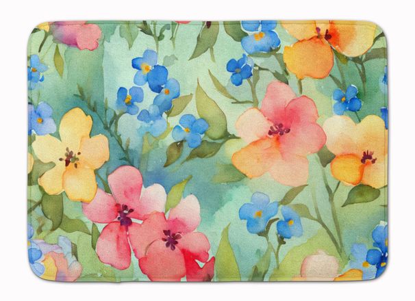Alaska Forget-me-nots In Watercolor Memory Foam Kitchen Mat Machine Washable Anti-Fatigue Mat Cushion Comfort Bath Mat Or Kitchen Rug_maomaolike.com