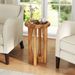 14 Inch Farmhouse End Table With Round Tray Top And Wood Cross Legs Solid Mahogany Wood_maomaolike.com