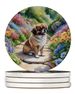 Tibetan Spaniel Spring Path Large Sandstone Coasters Pack Of 4 Absorbent Round Coasters Decor Gifts For Men Or Women, 4 In, Multicolor_maomaolike.com