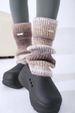 Flower yarn gradient color wool pile socks with metal label autumn and winter warm leggings knitted thickened foot covers_maomaolike.com