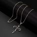 1PCS Retro Flame Cross Pendant Necklace Men's And Women's Long Chain Punk Gothic Fashion Accessories_maomaolike.com
