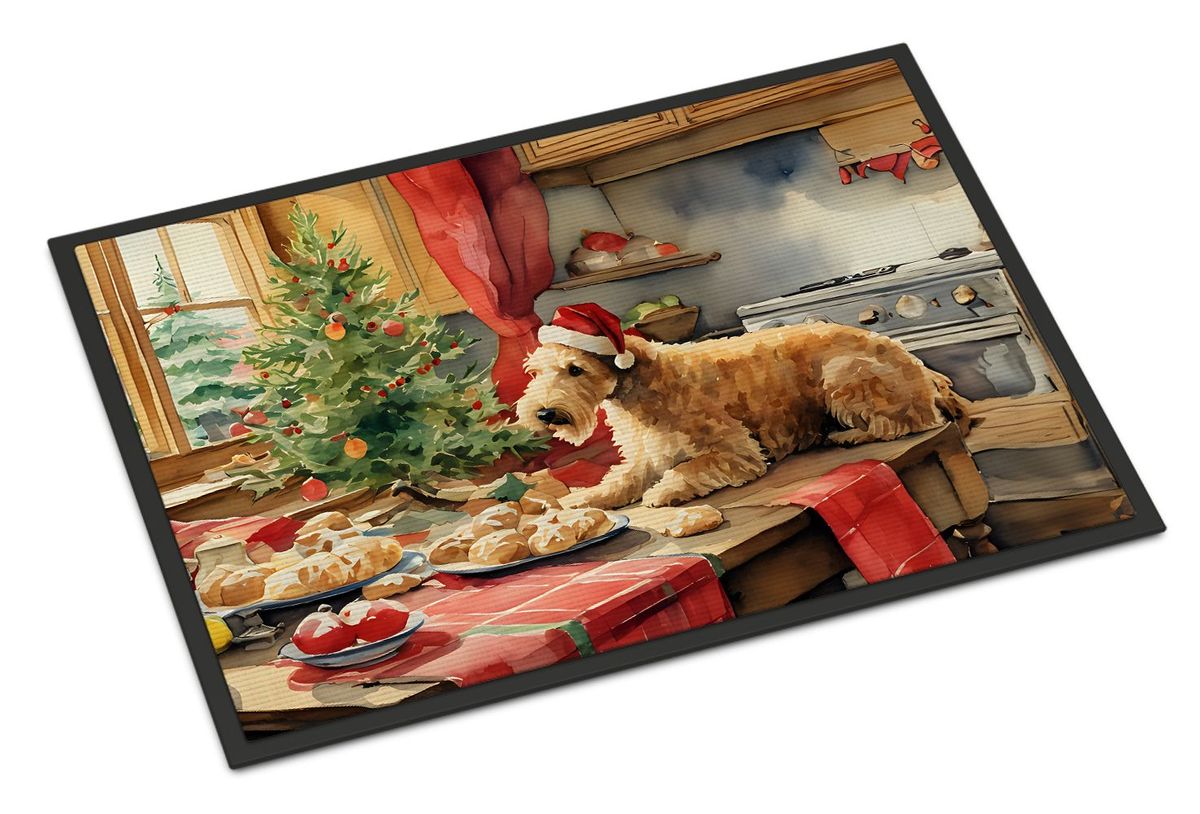 Lakeland Terrier Christmas Cookies Doormat Front Door Mat Indoor Outdoor Rugs For Entryway, Non Slip Washable Low Pile, 24H X 36W_maomaolike.com