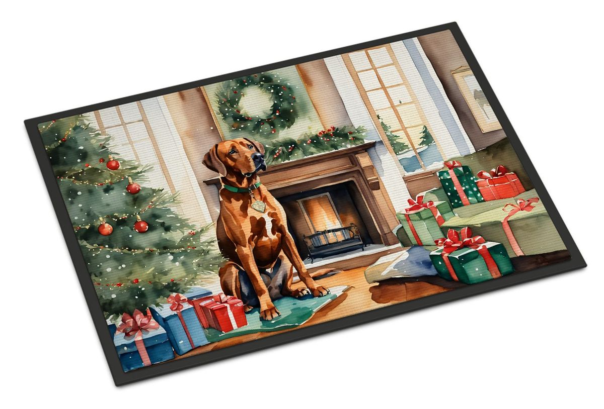 Rhodesian Ridgeback Cozy Christmas Doormat Front Door Mat Indoor Outdoor Rugs For Entryway, Non Slip Washable Low Pile, 24H X 36W_maomaolike.com