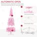 6ft Prelit Snow Flocked Artificial Christmas Tree With Pencil Shape, Pine Realistic Branches, Warm White LED Lights, Auto Open, Pink And White_maomaolike.com