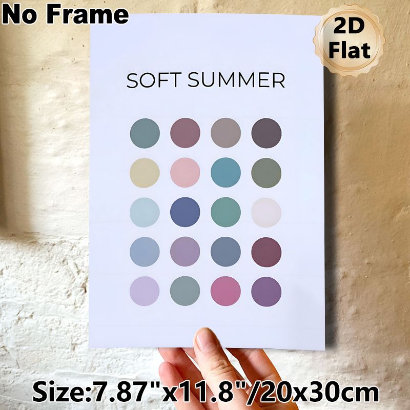 Soft Summer Color Palette Painting Poster, Muted Pastel Round Dot Pattern Poster, Stylish Color Reference Ideal For Home Studio, Living Room Decor_maomaolike.com
