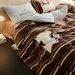 Autumn Winter Cartoon Color-Block Striped Greyhound Patch Embroidery Warm Bedding Anti-Static Milk Velvet Four-Piece Set Home Text_maomaolike.com