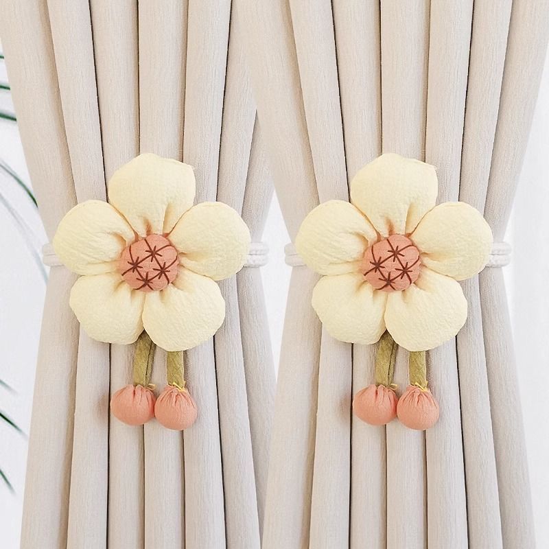 Modern Simple Tiebacks Pair Adjustable Rope Curtain Buckle Gathering Tie Decorative Flowers 2p-set_maomaolike.com