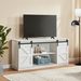 58" Farmhouse TV Stand And Entertainment Center For Televisions Up To 65 Inchs,with Sliding Barn Doors And Storage Cabinets,White_maomaolike.com