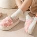 Fashion Couple Winter Slides Warm Plaid Fluffy Slippers Soft Sole Flip Flops For Women And Men Home Indoor Non-slip_maomaolike.com
