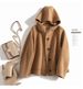 Women's Clothing quality double sided wool coat with hood and short button for women_maomaolike.com