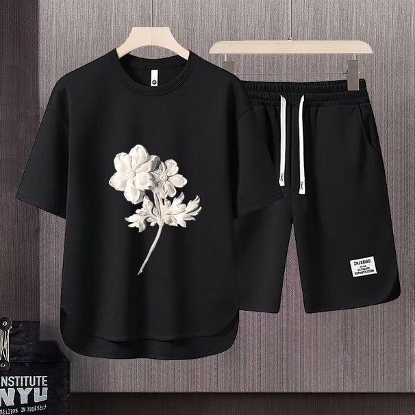 Men's Clothing 2024 Waffle Casual Summer Suit Men's Loose Teen Short sleeved T shirt Shorts Handsome Two piece Suit_maomaolike.com