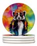 Hippie Animal Skunk Large Sandstone Coasters Pack Of 4 Absorbent Round Coasters Decor Gifts For Men Or Women, 4 In, Multicolor_maomaolike.com