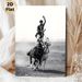 Traditional Equestrian Stunt Painting Poster, Monochrome Dynamic Rider-on-Two-Horses Scene Poster, Dramatic Vintage Art Suitable For Living Room_maomaolike.com