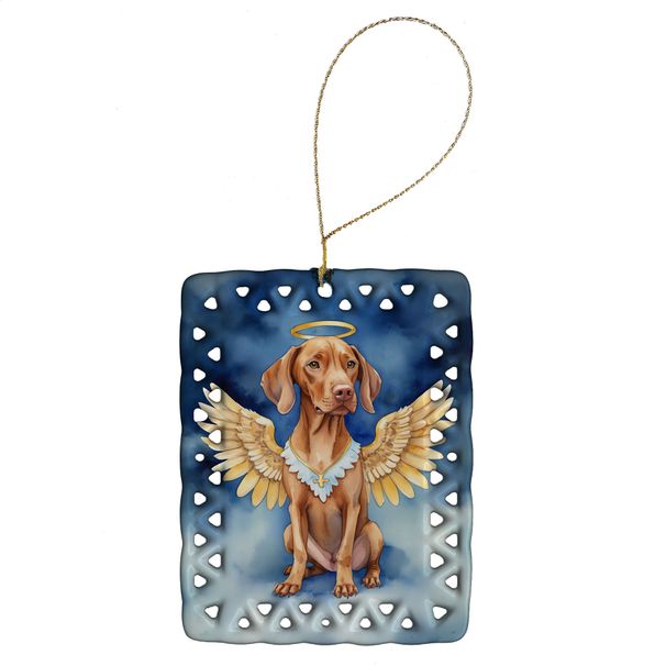 Vizsla My Angel Porcelain Ornament Christmas Tree Hanging Decorations For Home Christmas Holiday, Rectangle, Gift, Multicolor_maomaolike.com