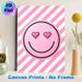 Heart-eyed Smiley Painting Poster, Pastel Pink Cute Smiley With Heart-shaped Eyes Poster, Cheerful Playful Design Adds Warm Touch For Bedroom, Living_maomaolike.com