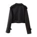 New women's European and American style belted long sleeved short casual windbreaker jacket_maomaolike.com