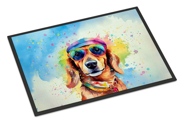 Dachshund Hippie Dawg Doormat Front Door Mat Indoor Outdoor Rugs For Entryway, Non Slip Washable Low Pile, 24H X 36W_maomaolike.com