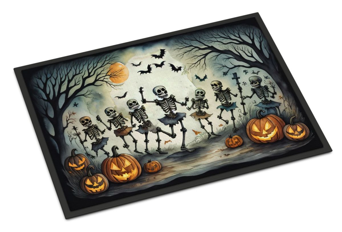 Dancing Skeletons Spooky Halloween Doormat Front Door Mat Indoor Outdoor Rugs For Entryway, Non Slip Washable Low Pile, 24H X 36W_maomaolike.com
