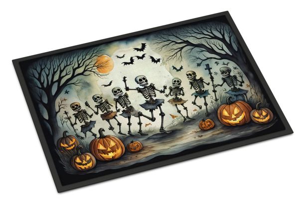 Dancing Skeletons Spooky Halloween Doormat Front Door Mat Indoor Outdoor Rugs For Entryway, Non Slip Washable Low Pile, 24H X 36W_maomaolike.com