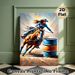 Barrel Racing Cowgirl Painting Poster, Vibrant Dynamic Oil Painting Style Poster, Captures Energetic Western Riding Action, Ideal For Living Room And_maomaolike.com
