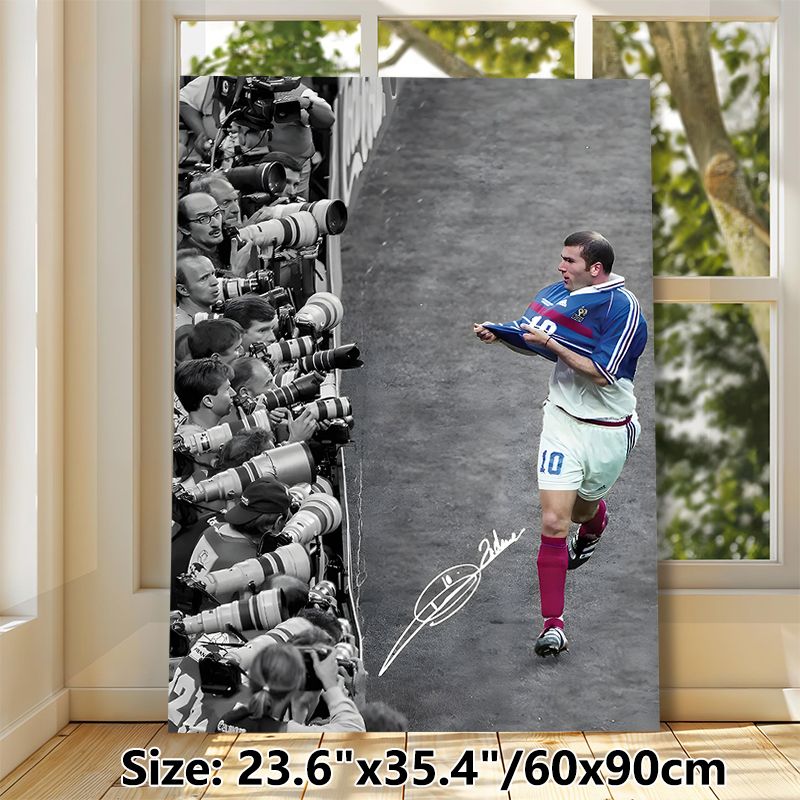 Soccer Player Celebration Painting Poster, Stylish Partial-color Monochrome Match Scene Poster, Sports-themed Wall Decor Suitable For Living Room_maomaolike.com