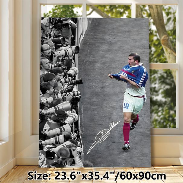 Soccer Player Celebration Painting Poster, Stylish Partial-color Monochrome Match Scene Poster, Sports-themed Wall Decor Suitable For Living Room_maomaolike.com